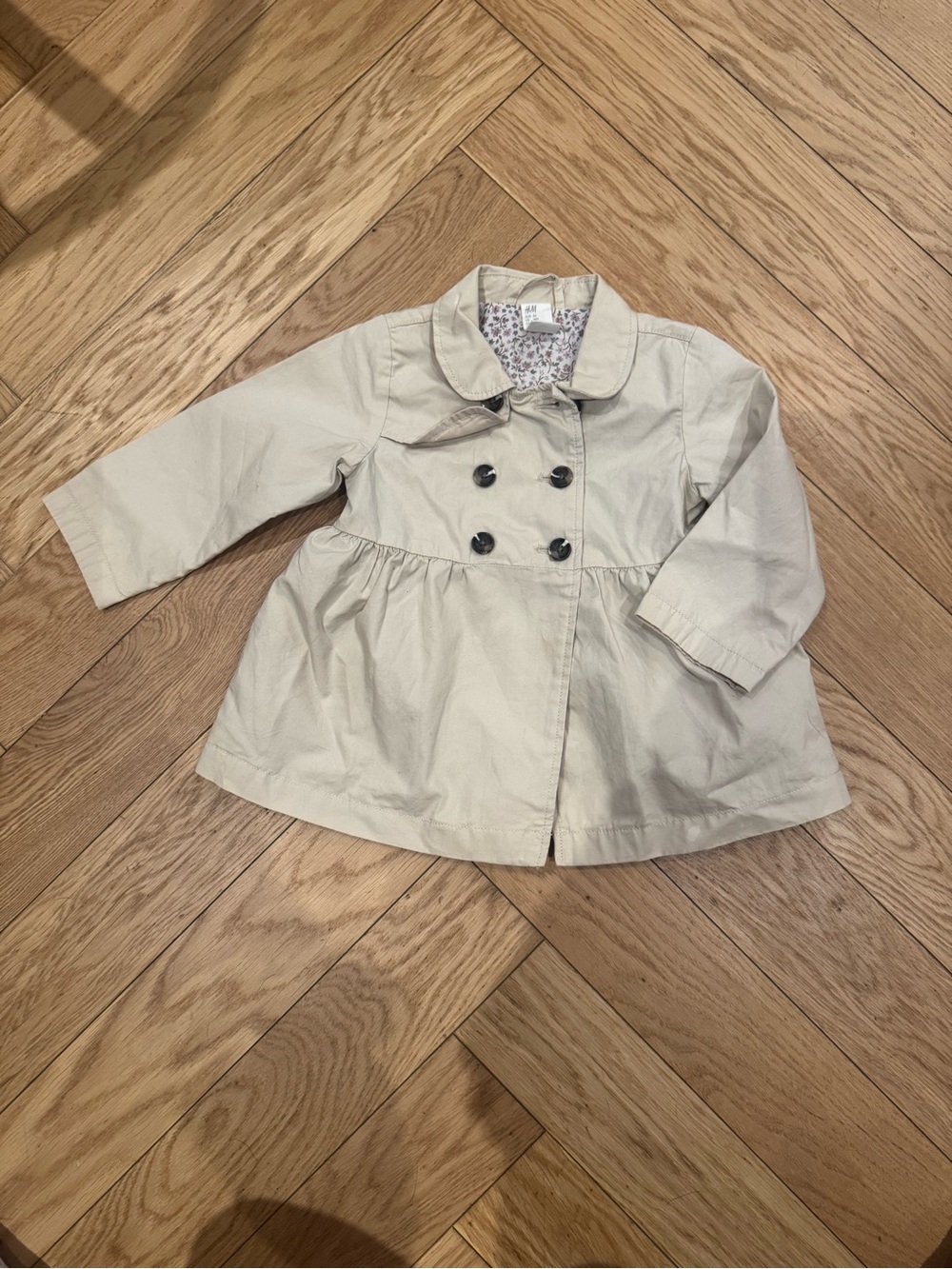 H&M Girls' Cream Double-Breasted Trench Coat
